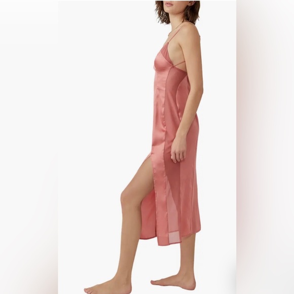Free People Dresses & Skirts - Free People Intimately City Cool pink Midi Slip sheer mesh sides dress Size XS